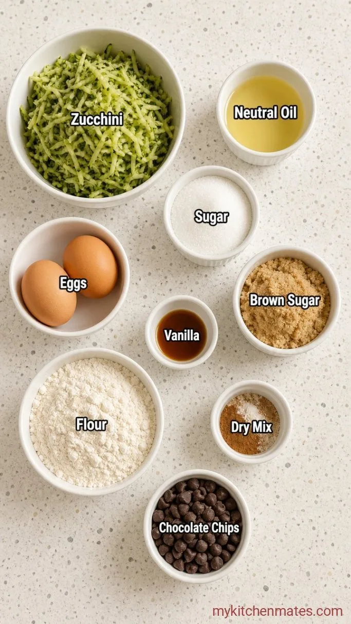 Moist Chocolate Chip Zucchini Bread (One Bowl) Ingredients