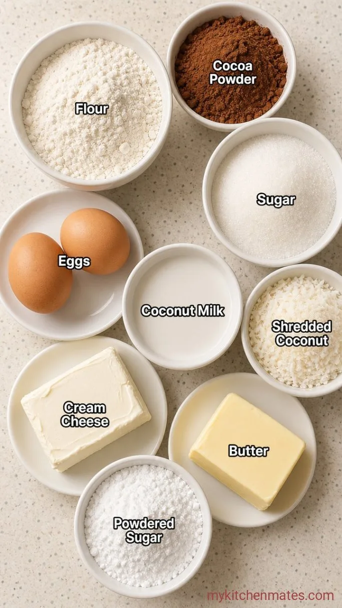 One-Bowl Chocolate Coconut Cake Ingredients