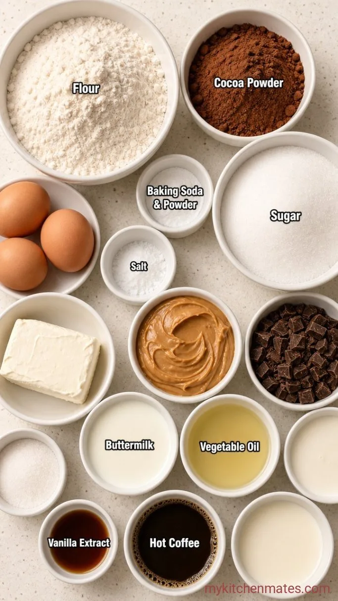 Chocolate Peanut Butter Swirl Bundt Cake Ingredients