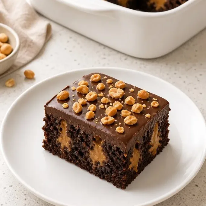 Chocolate Peanut Butter Poke Cake Chocolate Peanut Butter Poke Cake