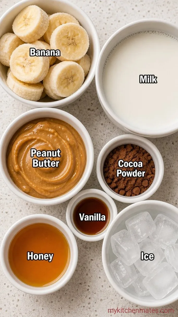 5-Minute Chocolate Peanut Butter Smoothie Ingredients