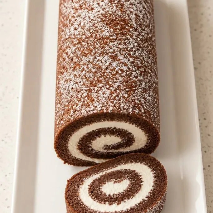 Foolproof Chocolate Roll Cake with Whipped Cream Chocolate Roll Cake