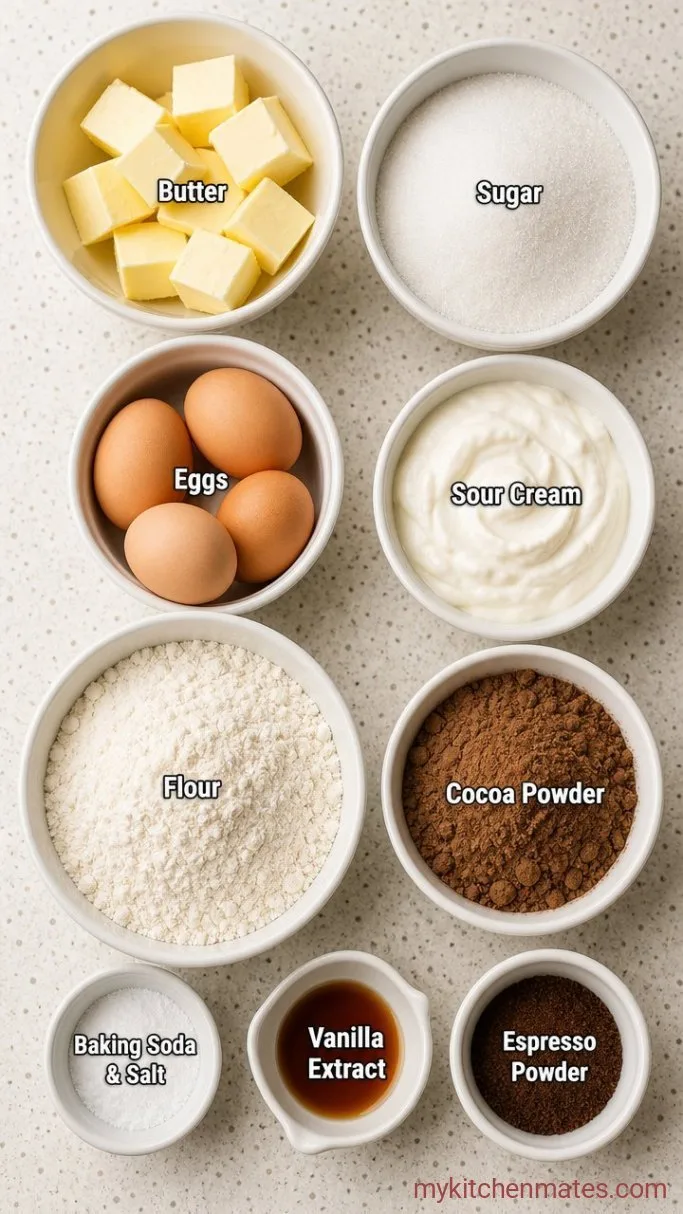 Moist Chocolate Sour Cream Pound Cake Ingredients