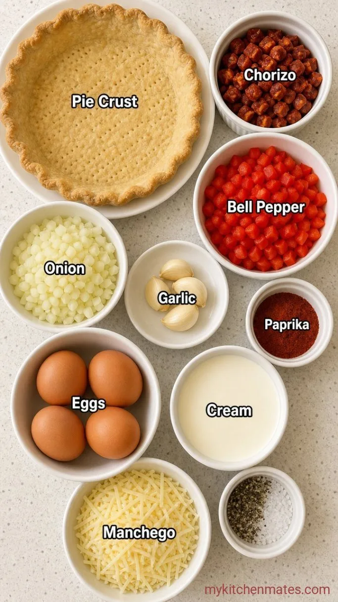 Chorizo and Manchego Quiche with Roasted Peppers Ingredients