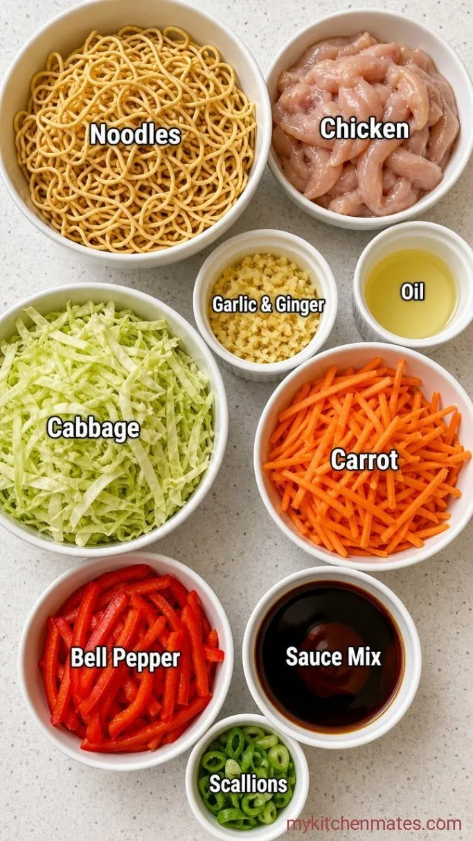 20-Minute Chicken Chow Mein Noodles Ingredients