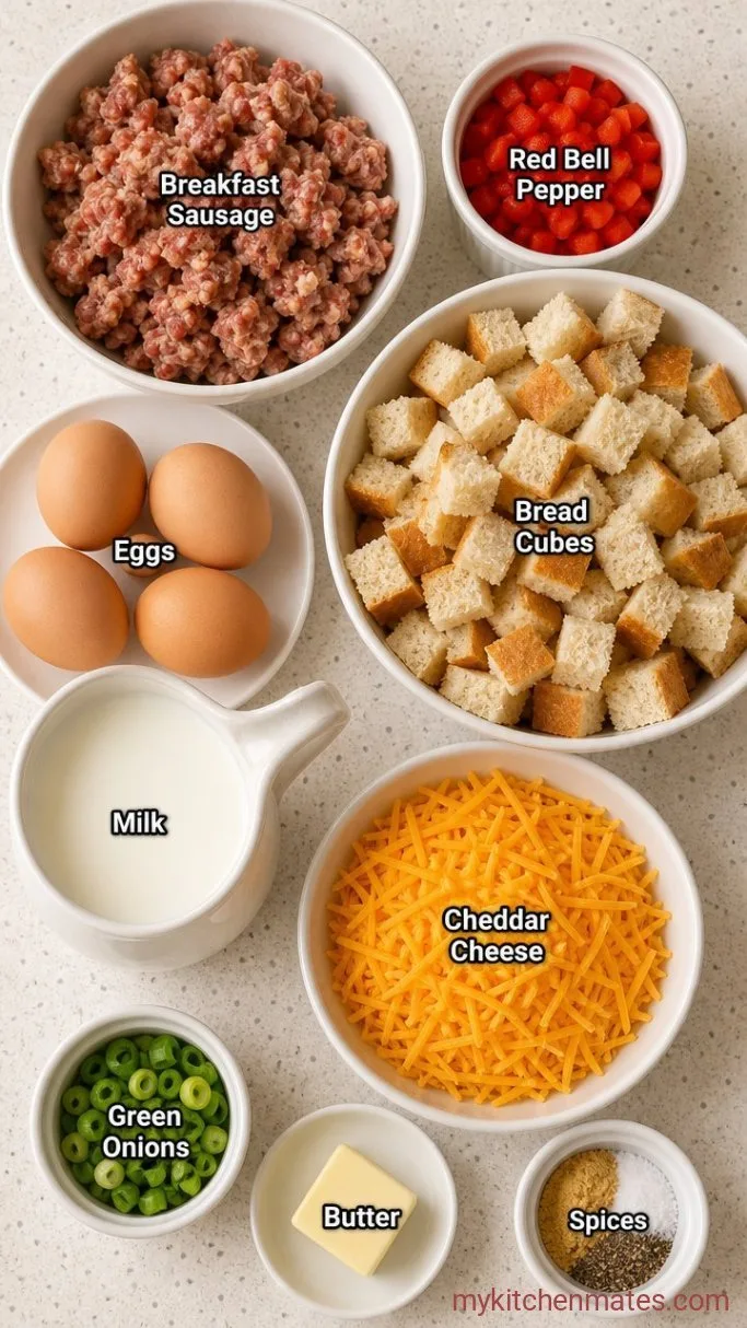 Make-Ahead Christmas Breakfast Casserole Ingredients