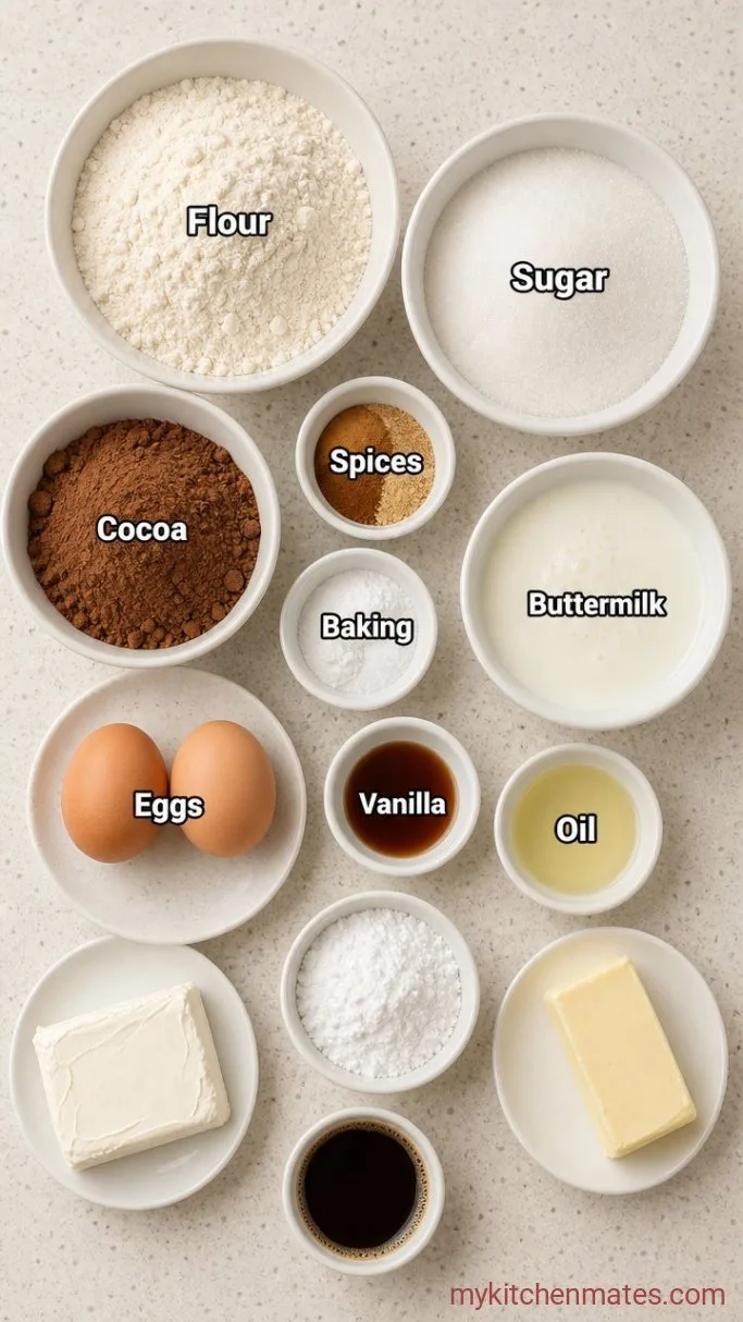 Rich and Fudgy Christmas Chocolate Cake Ingredients