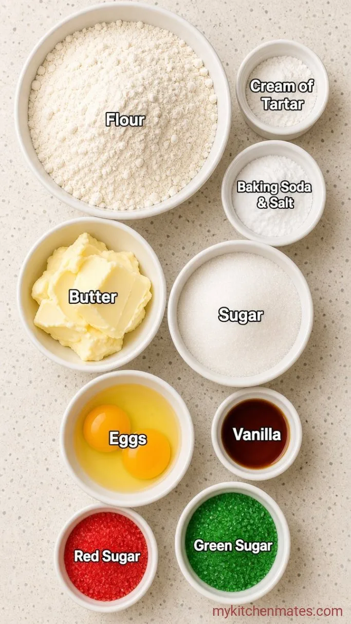 Soft and Chewy Christmas Snickerdoodle Cookies Ingredients