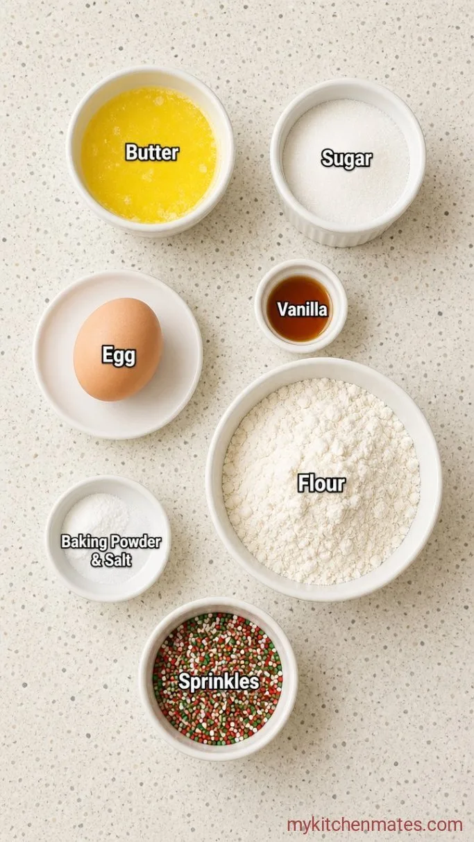 Quick No-Chill Christmas Sprinkle Cookies Ingredients