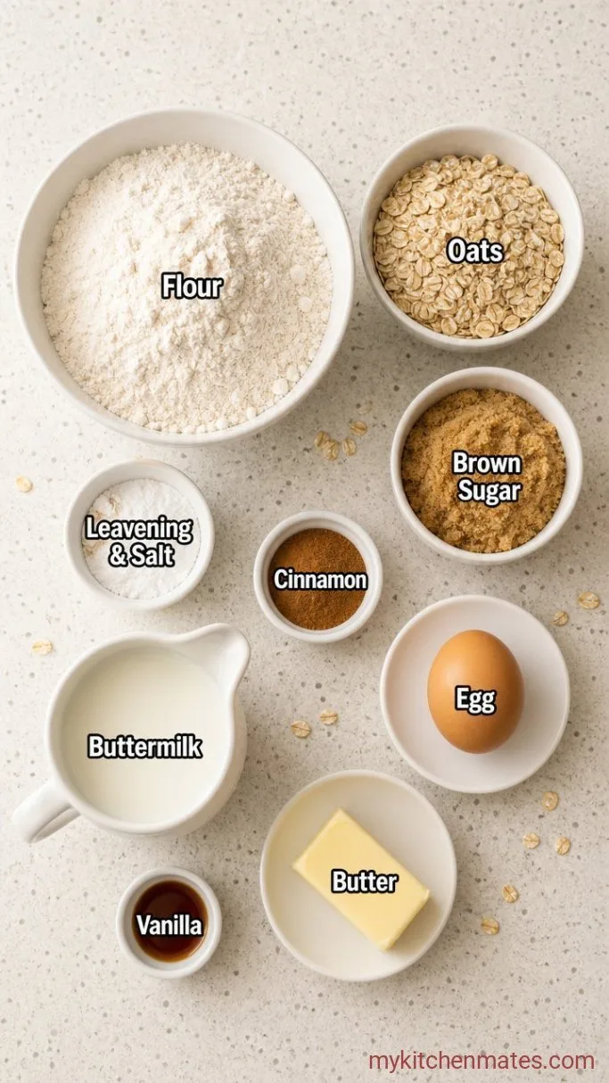 One-Bowl Cinnamon Oatmeal Muffins Ingredients