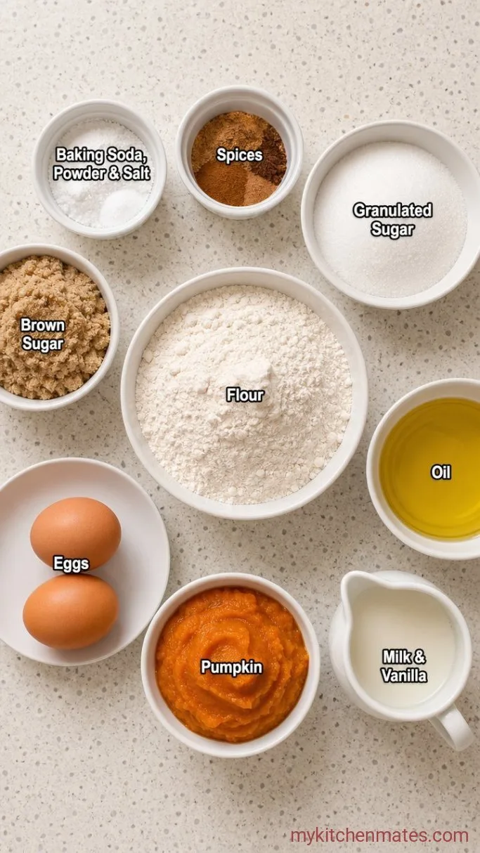 Moist One-Bowl Cinnamon Pumpkin Bread Ingredients