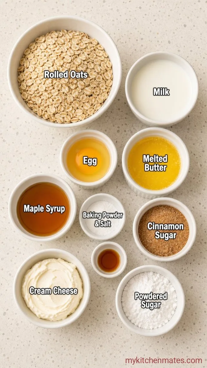 Cinnamon Roll Baked Oatmeal with Cream Cheese Glaze Ingredients