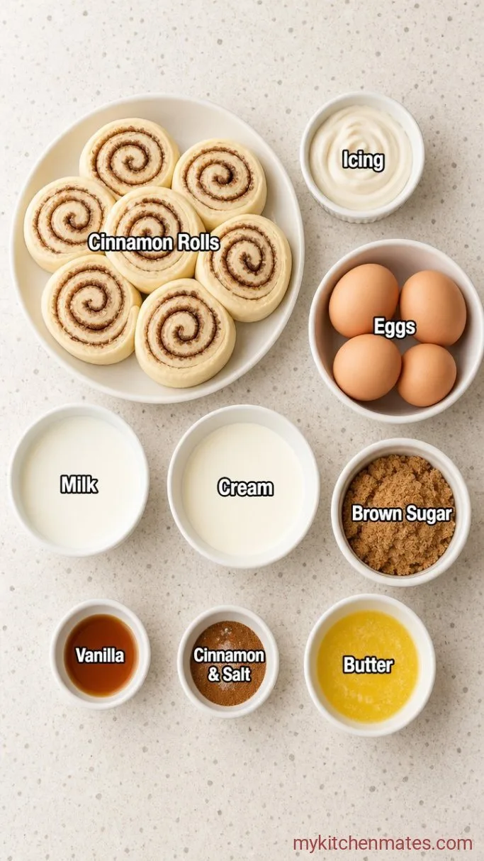 Gooey Cinnamon Roll Bread Pudding (Ready in 45 Minutes) Ingredients