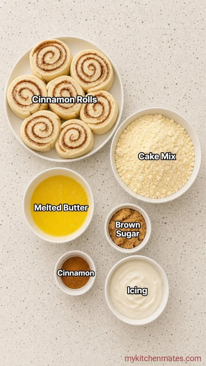 5-Ingredient Cinnamon Roll Dump Cake Ingredients
