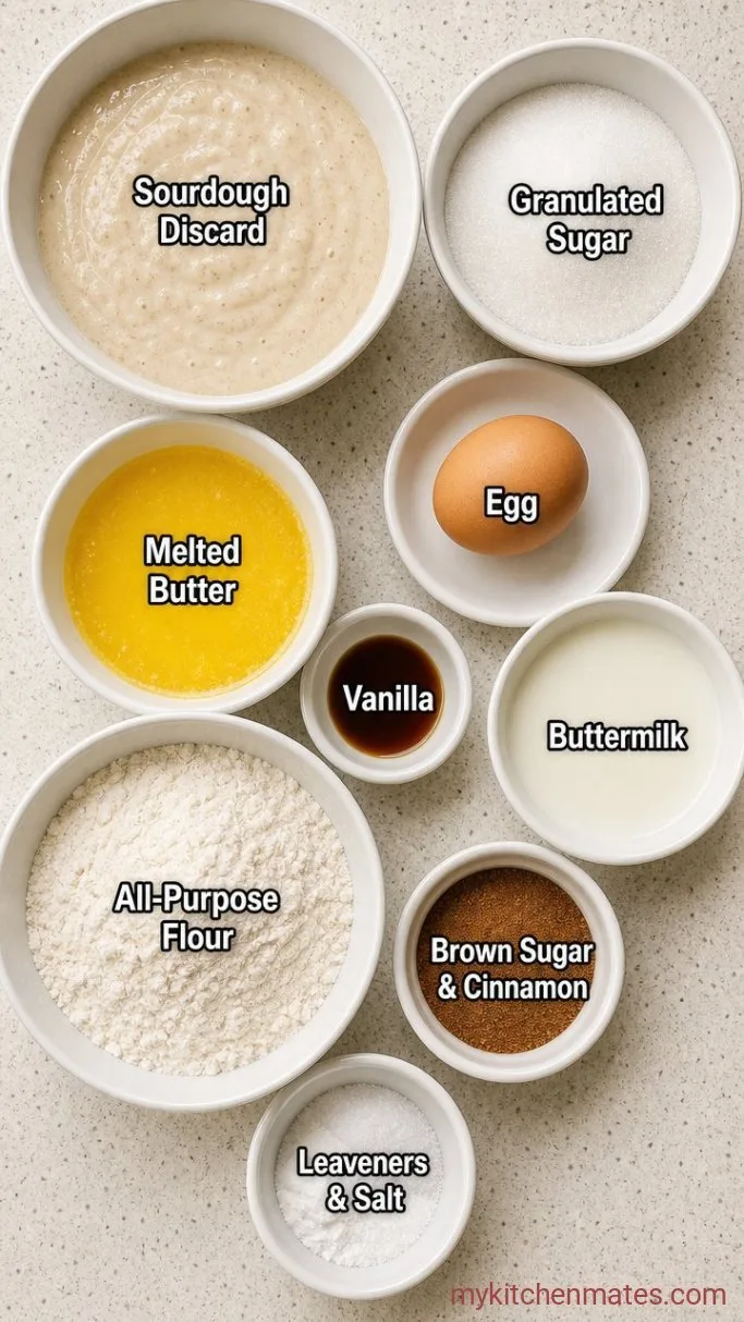 Quick Cinnamon Sugar Sourdough Bread (No Yeast) Ingredients