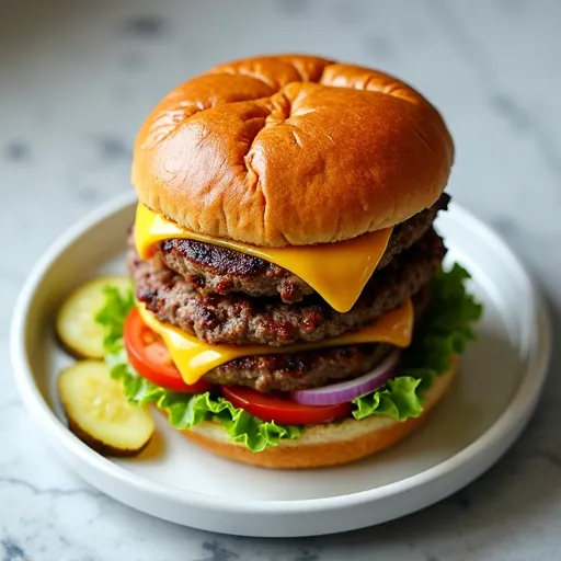 Classic All-Beef Double Smash Burger with American Cheese