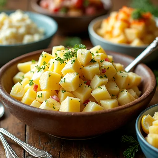 Classic American Potato Salad with Mayonnaise and Mustard