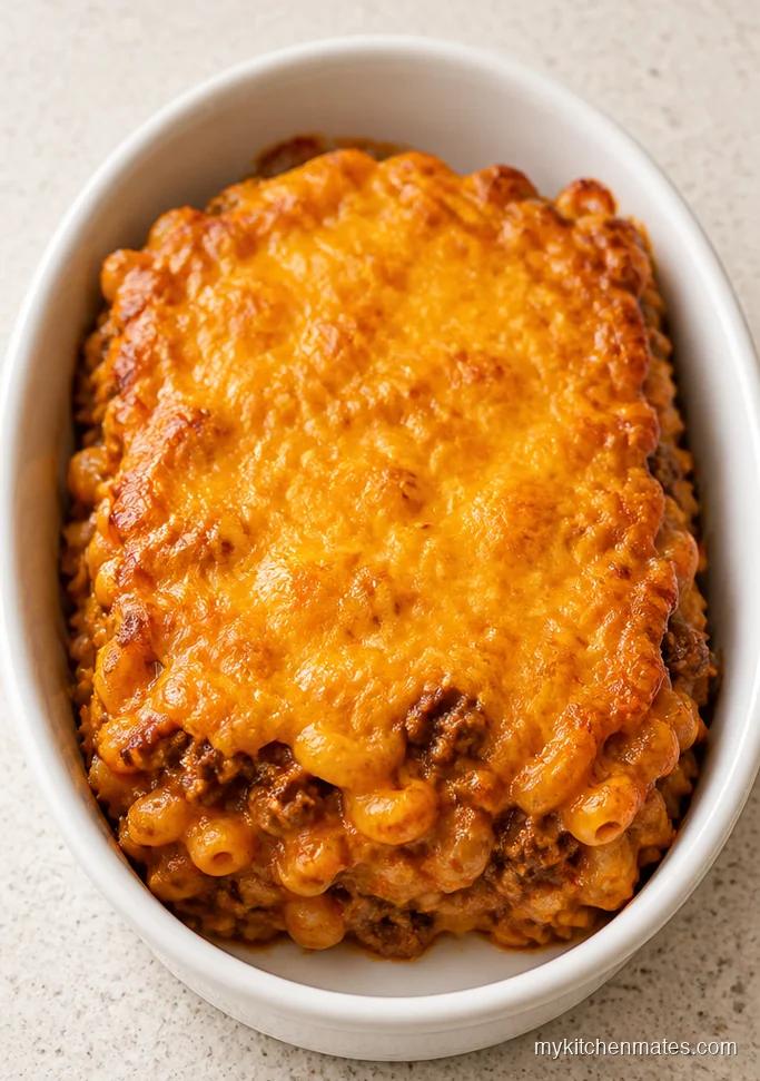 Classic Cheesy Ground Beef Macaroni Casserole
