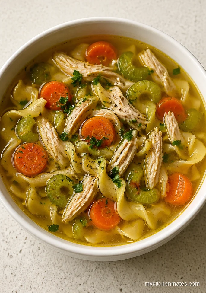 Classic Chicken Bone Broth Noodle Soup