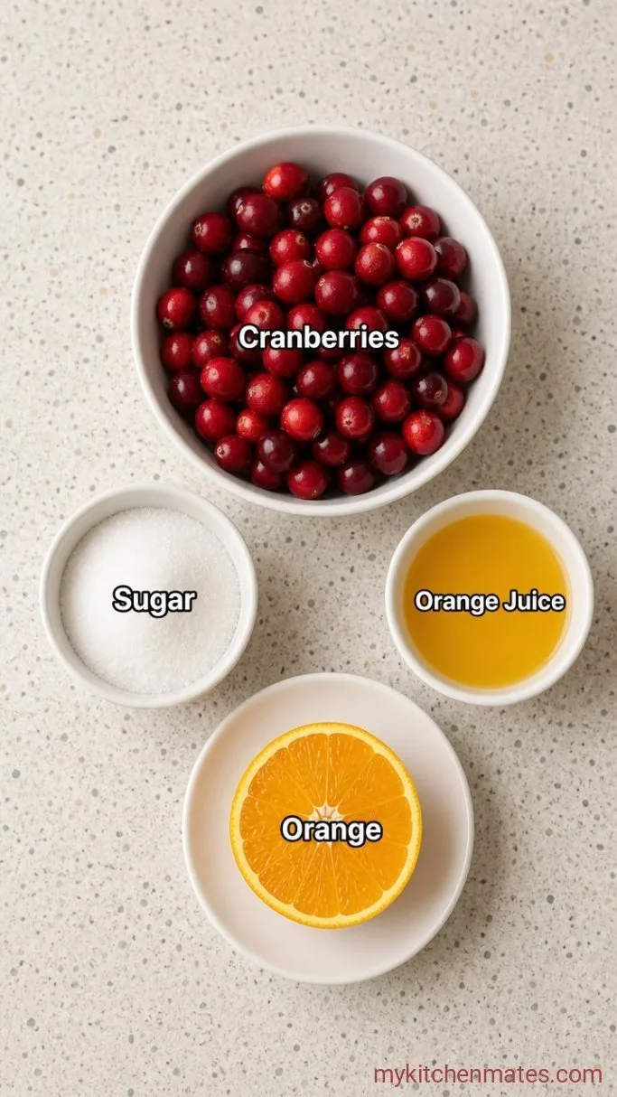 Simple 3-Ingredient Cranberry Sauce Ingredients