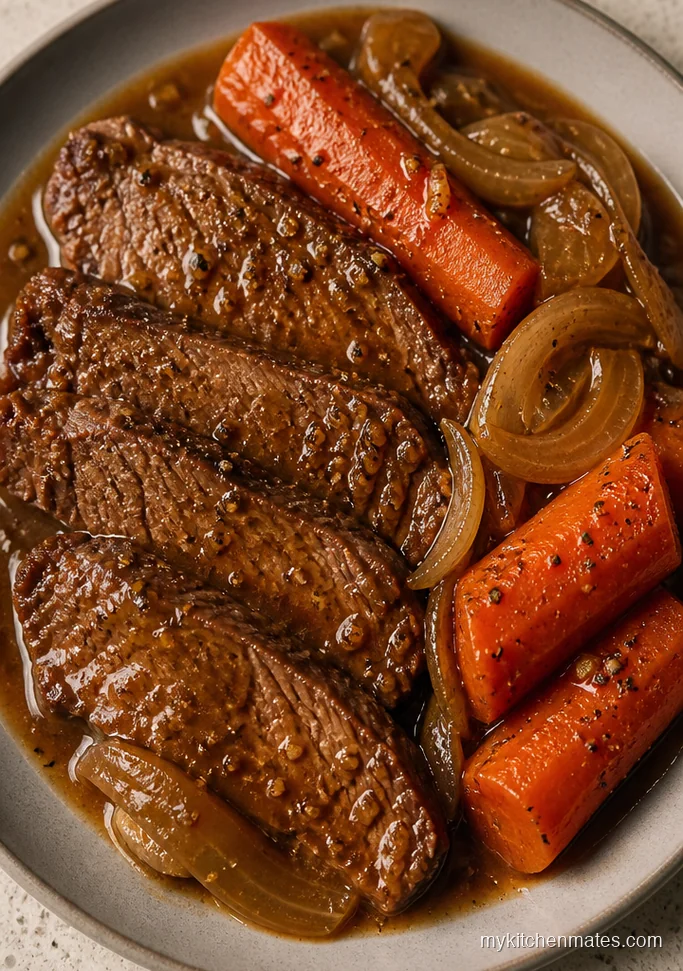 Classic Crock Pot Flank Steak and Gravy