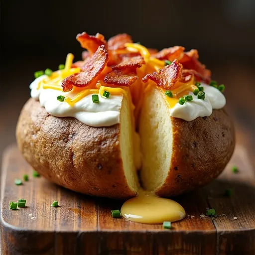 Classic Loaded Baked Potato with Sour Cream and Chives