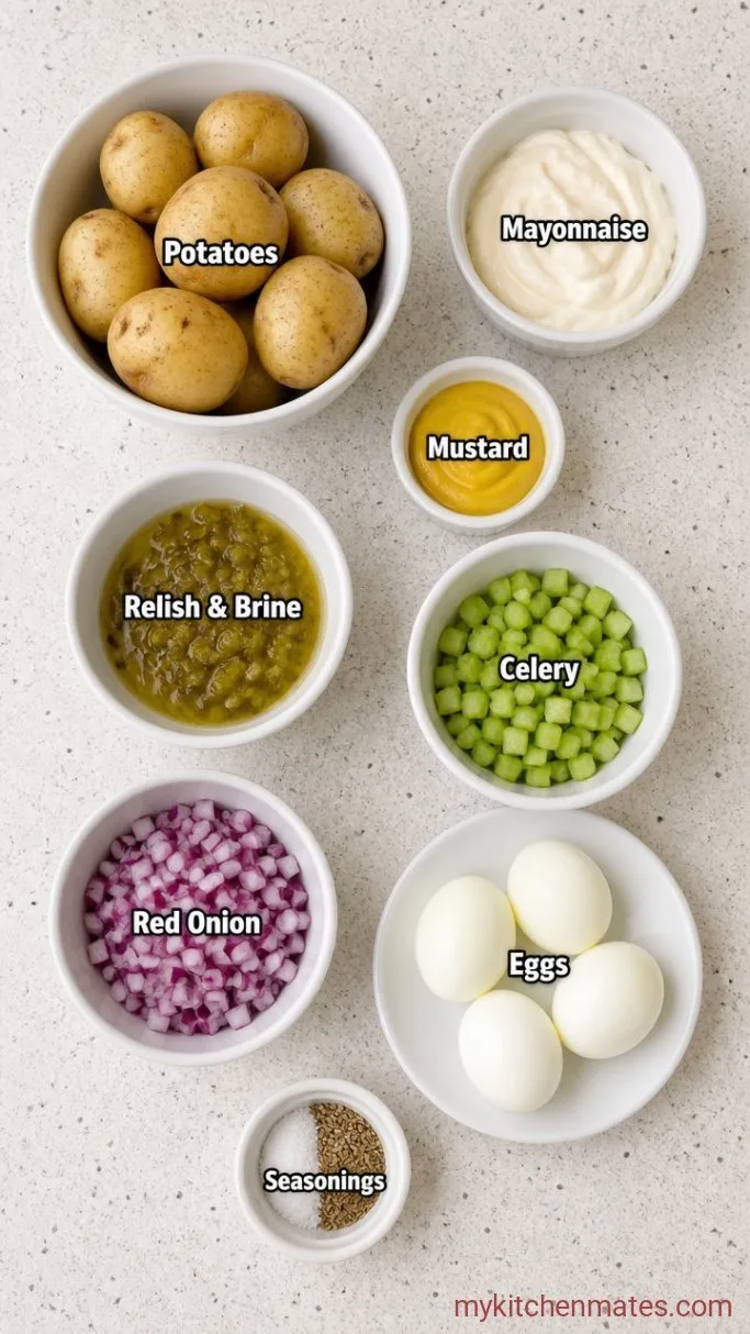 Classic Potato Salad (Creamy, Tangy, and Never Watery) Ingredients
