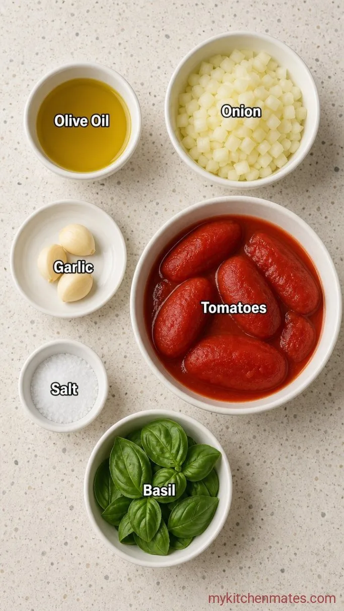 Slow-Simmered Classic Tomato Sauce Ingredients