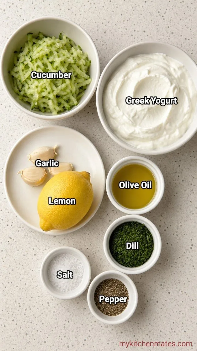 Creamy, Garlicky Classic Tzatziki Sauce Ingredients
