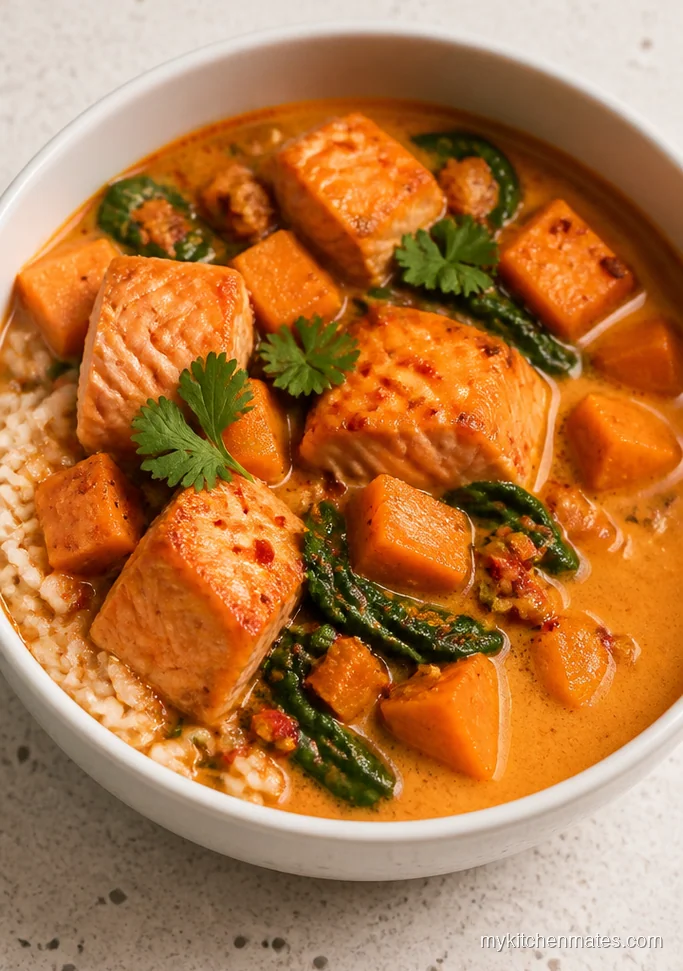 Coconut Curry Salmon and Sweet Potato