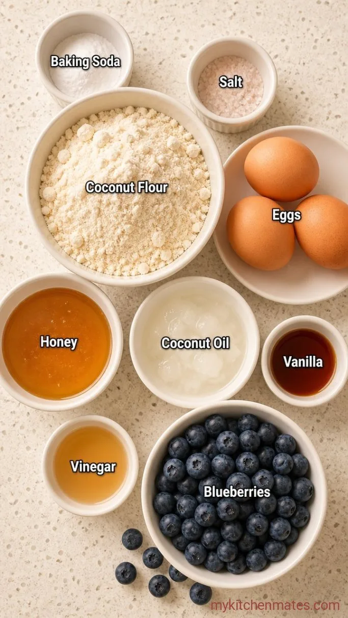 One-Bowl Coconut Flour Blueberry Muffins Ingredients