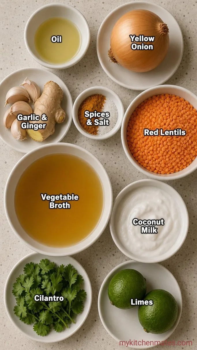 Creamy Coconut Lentil Soup (Ready in 30 Minutes) Ingredients