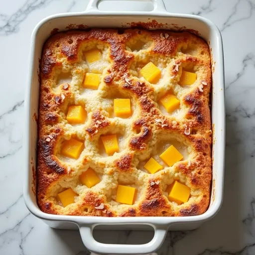 Coconut Mango Tropical Bread Pudding