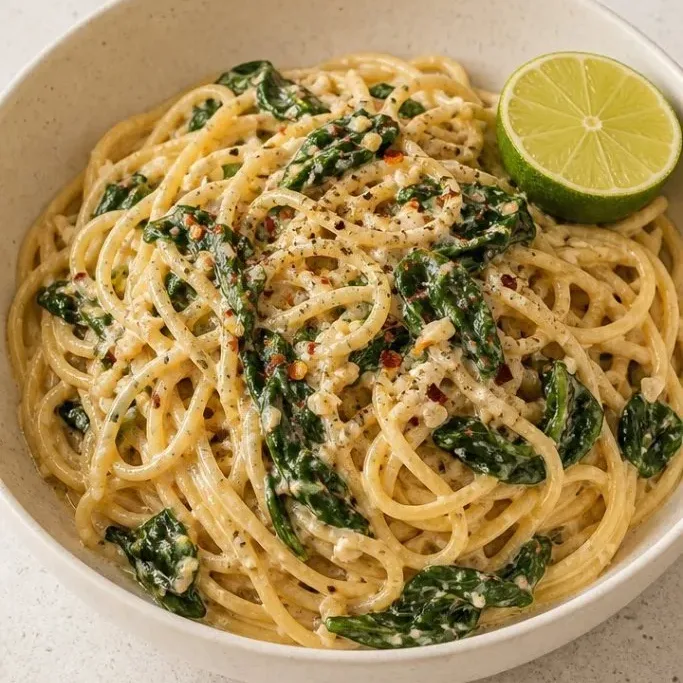 Creamy Coconut Milk Pasta with Garlic and Spinach Coconut Milk Pasta