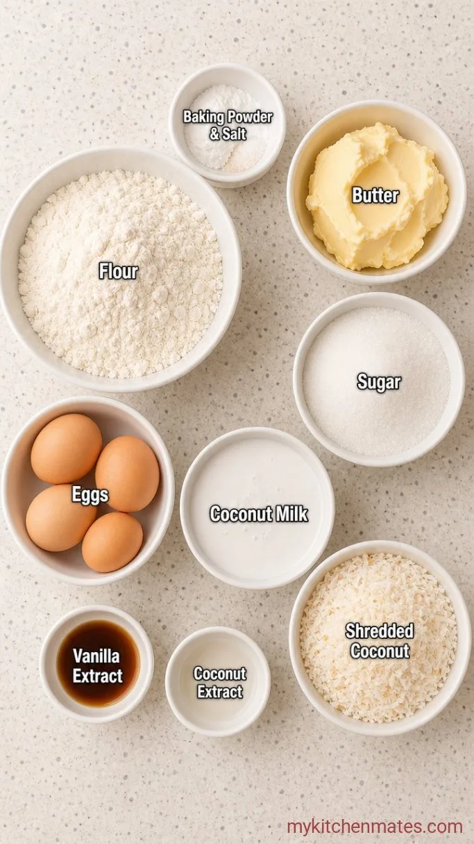 Toasted Coconut Pound Cake Ingredients