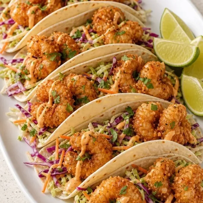 Crispy Coconut Shrimp Tacos with Zesty Lime Slaw Coconut Shrimp Tacos