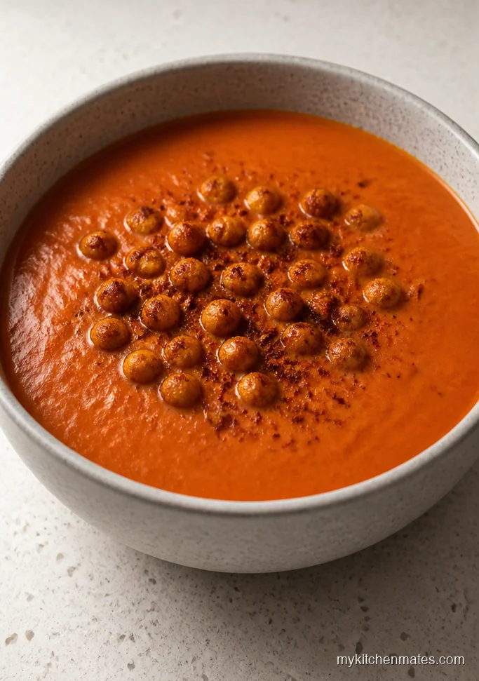Coconut Tomato Bisque with Crispy Chickpeas