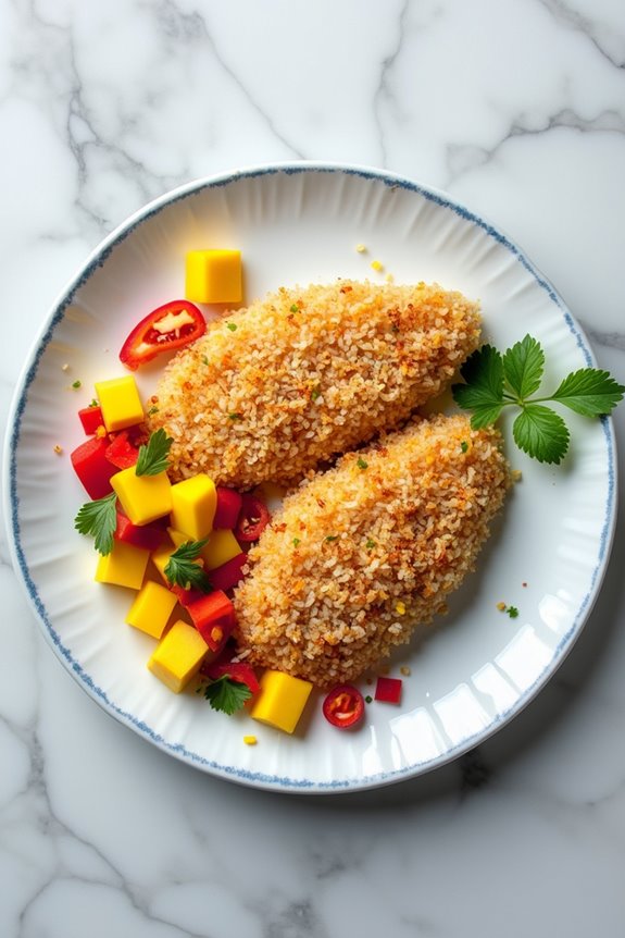 coconut crusted cod with salsa