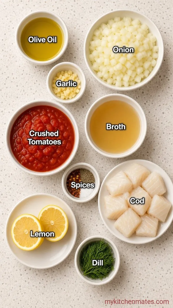 30-Minute Cod Fish Soup with Lemon and Dill Ingredients