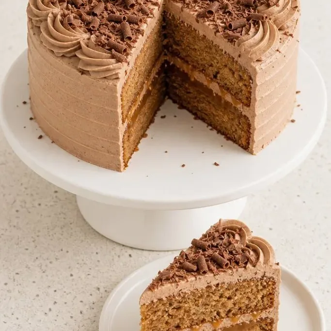 Layered Coffee Caramel Cake with Mocha Buttercream Coffee Caramel Cake