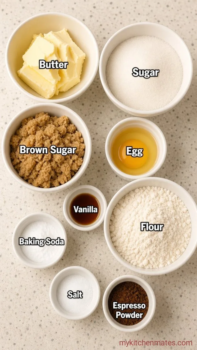 Quick Coffee Sugar Cookies (No Chilling Needed) Ingredients