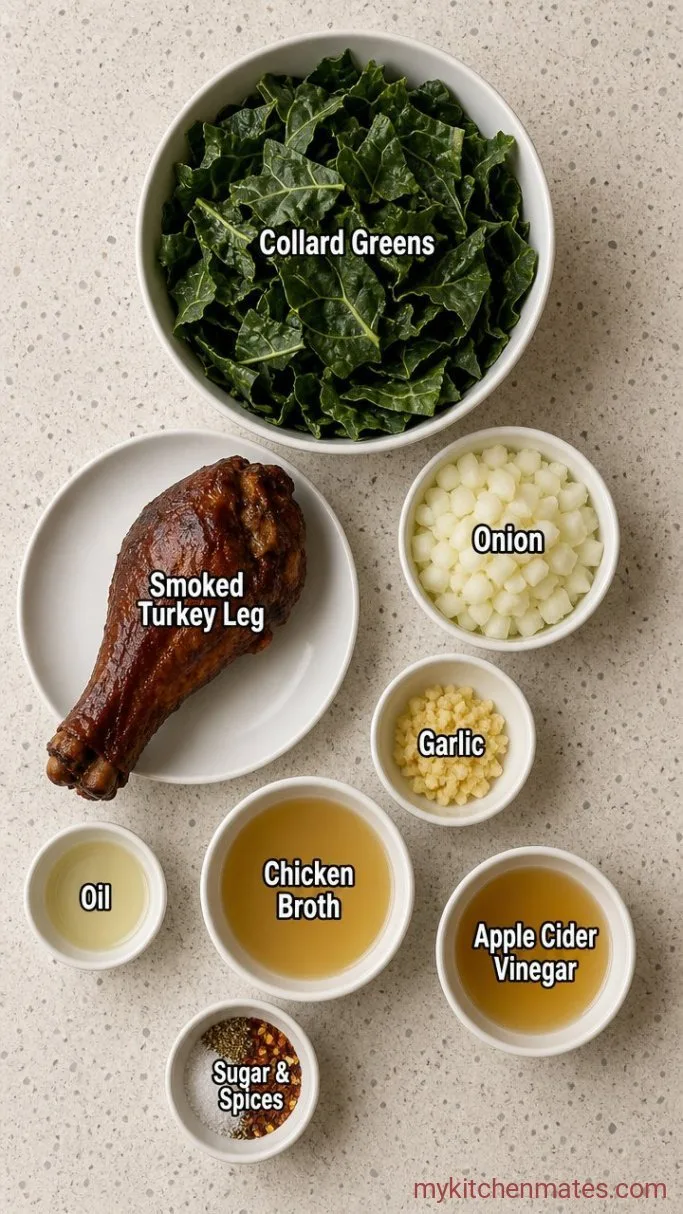 Southern-Style Collard Greens with Smoked Turkey Ingredients