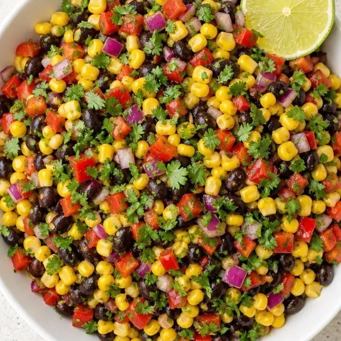 Fresh Corn and Black Bean Salad with Cilantro Lime Dressing Corn and Black Bean Salad