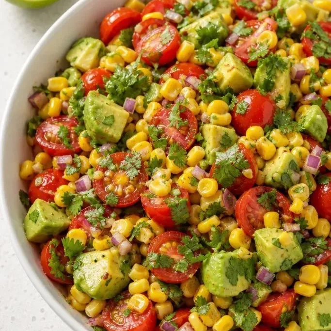Fresh Corn Tomato Avocado Salad (Ready in 15 Minutes) Corn Tomato Avocado Salad