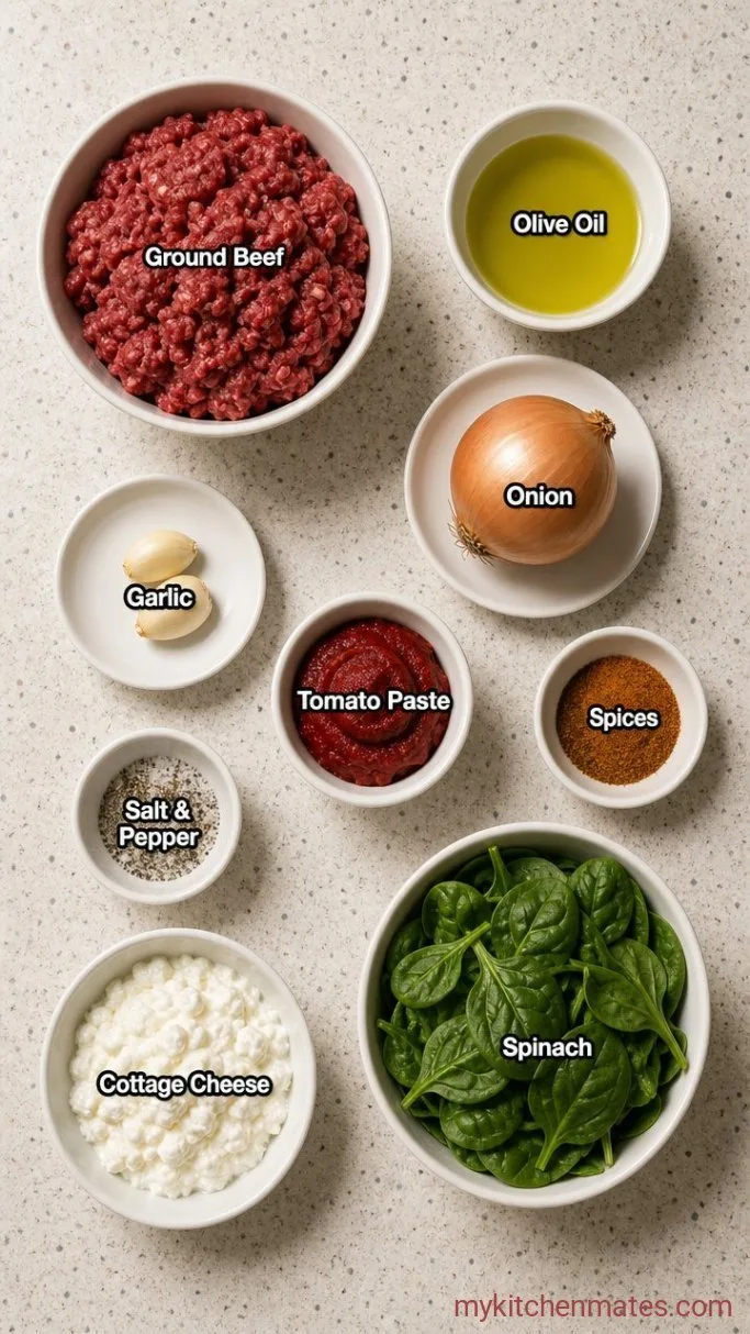 15-Minute High-Protein Cottage Cheese Beef Bowl Ingredients