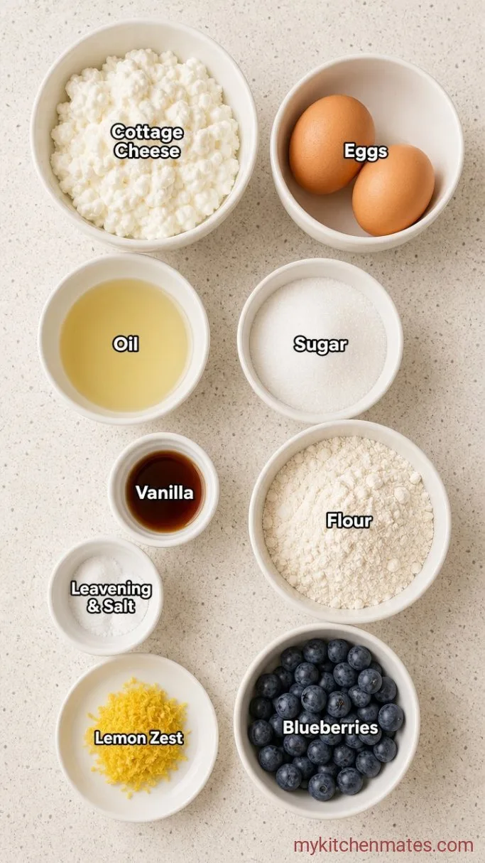 Blender Cottage Cheese Blueberry Muffins Ingredients