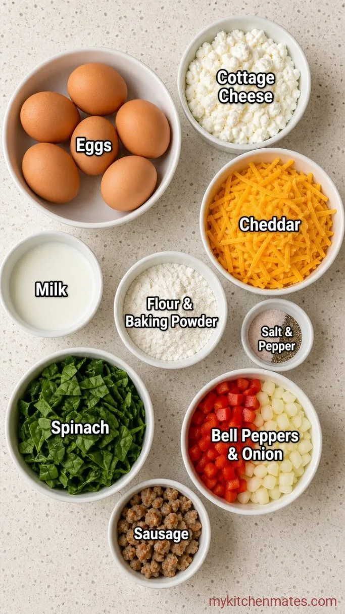 Fluffy High-Protein Cottage Cheese Breakfast Casserole Ingredients