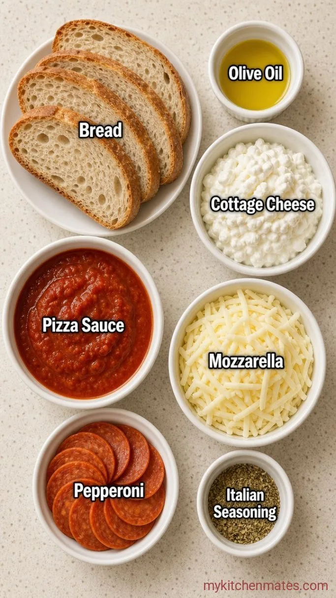 5-Minute Cottage Cheese Pizza Toast Ingredients