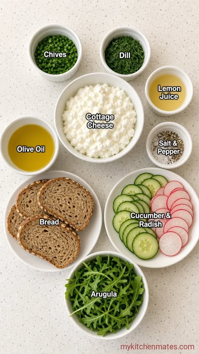 10-Minute Creamy Cottage Cheese Sandwich Ingredients