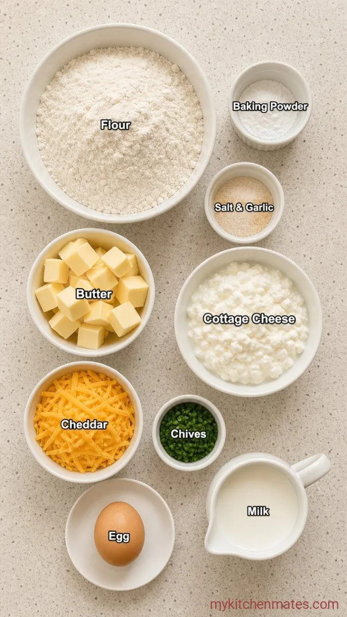 Fluffy Cottage Cheese Scones with Cheddar and Chives Ingredients